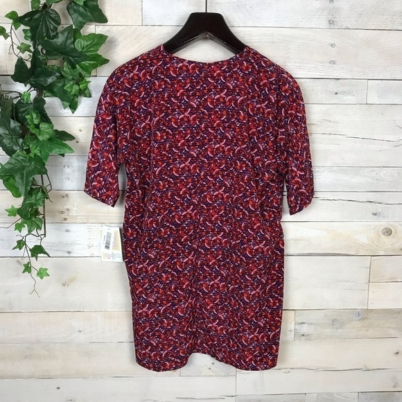 Lularoe Bianka Red Geometric Kimono Cardigan 3 - Picture 3 of 6